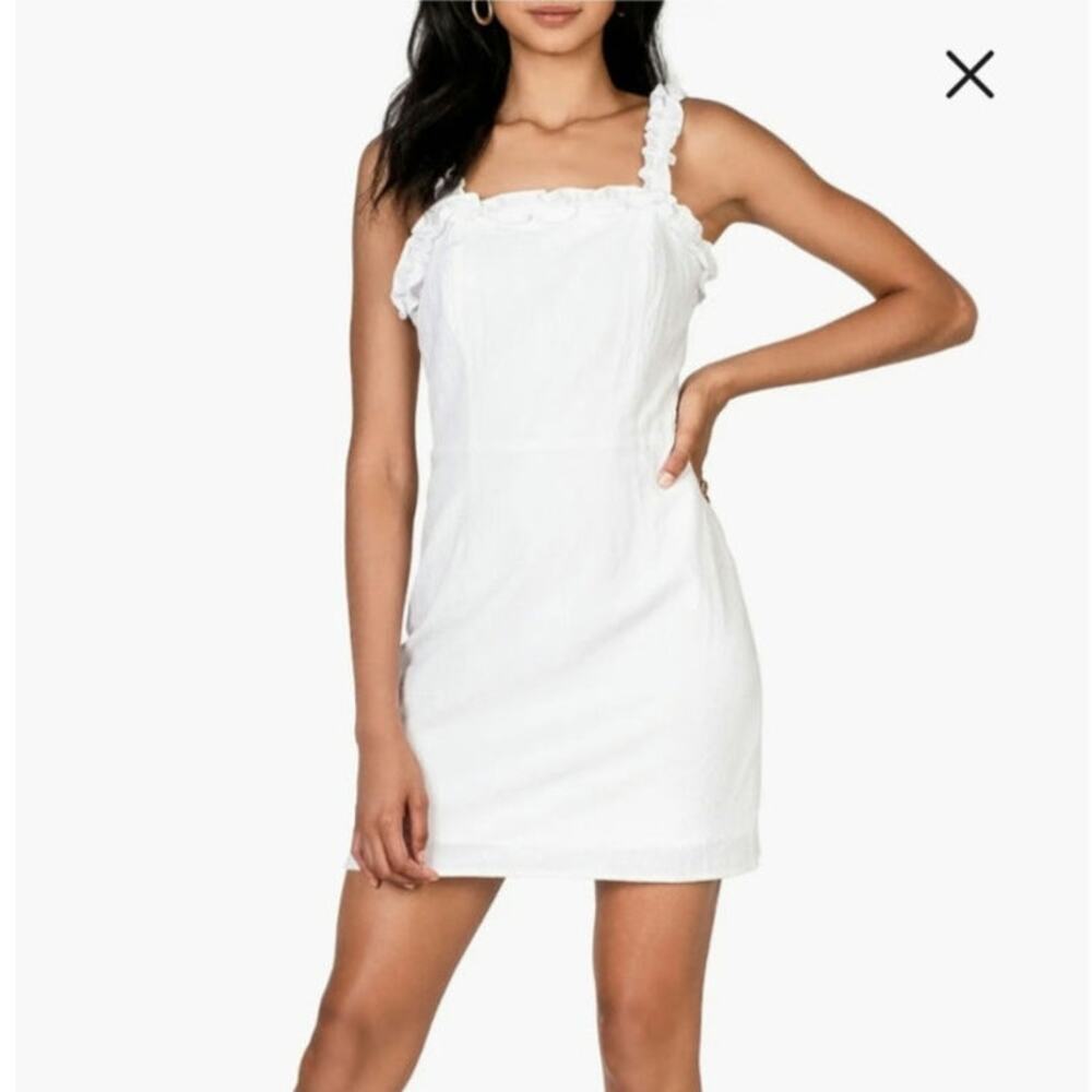 Lost + Wander White Sands Ruffle Mini Dress Large Cottagecore Euro Summer